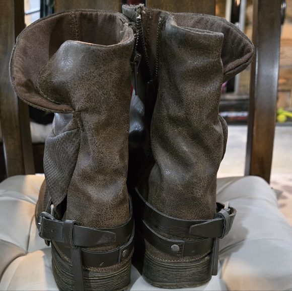 Brown Slouchy Ankle Boots with Buckle - Picture 5 of 6